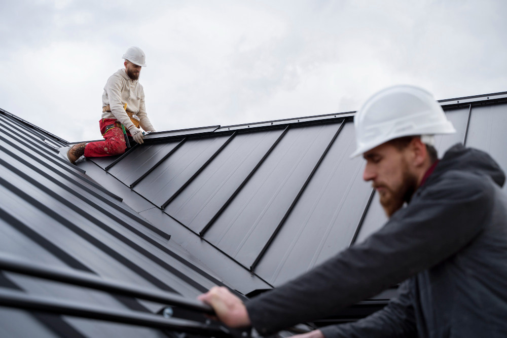 Roofer inspecting shingles for early signs of a roof leak in Houston home.
