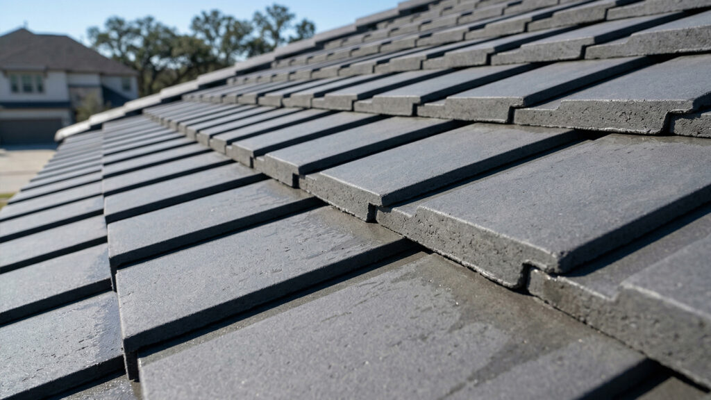 concrete tile roof close up