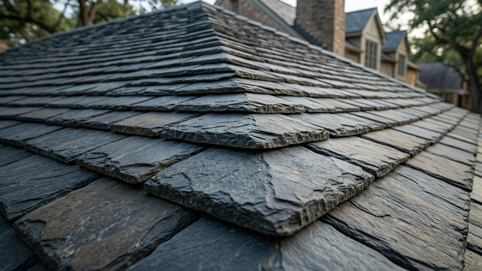 natural slate roof close up