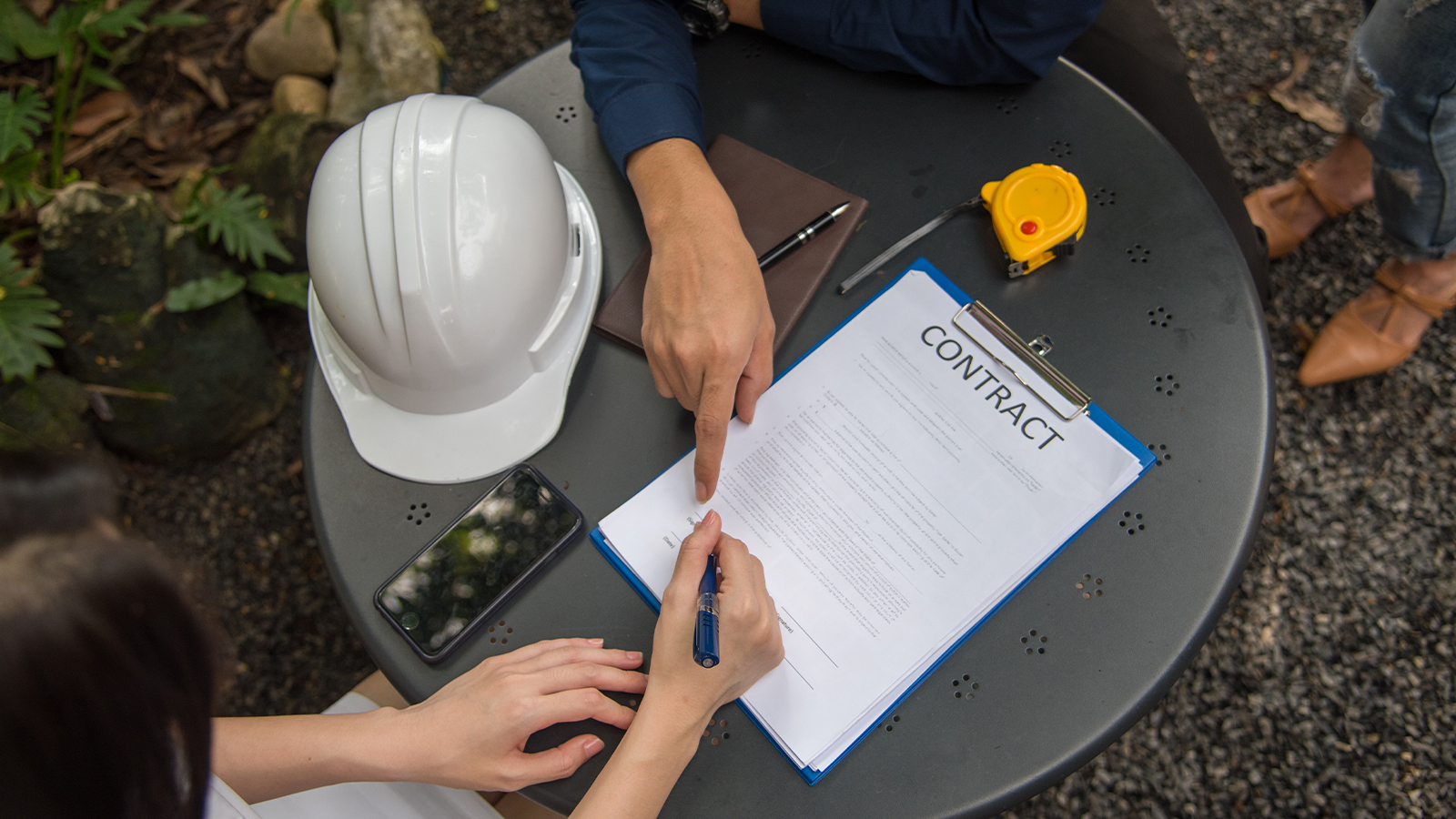 Roofing Contract being signed